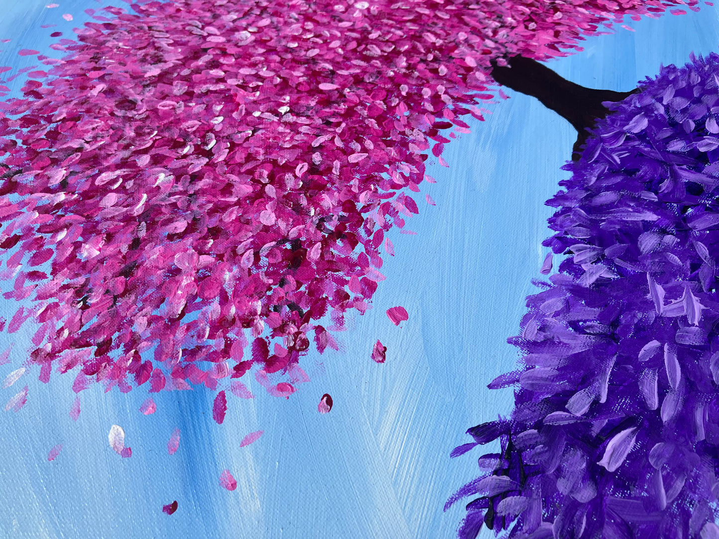 Pink Blossom Tree, Original Acrylic Painting, Stretched Canvas