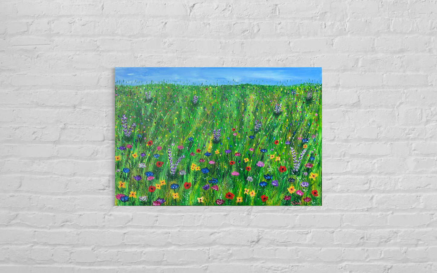 Wild Flower Meadow, Original Acrylic Painting, Stretched Canvas