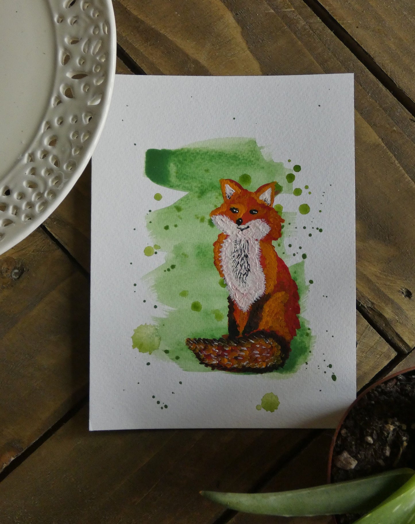 Proud Fox Original Watercolour Painting