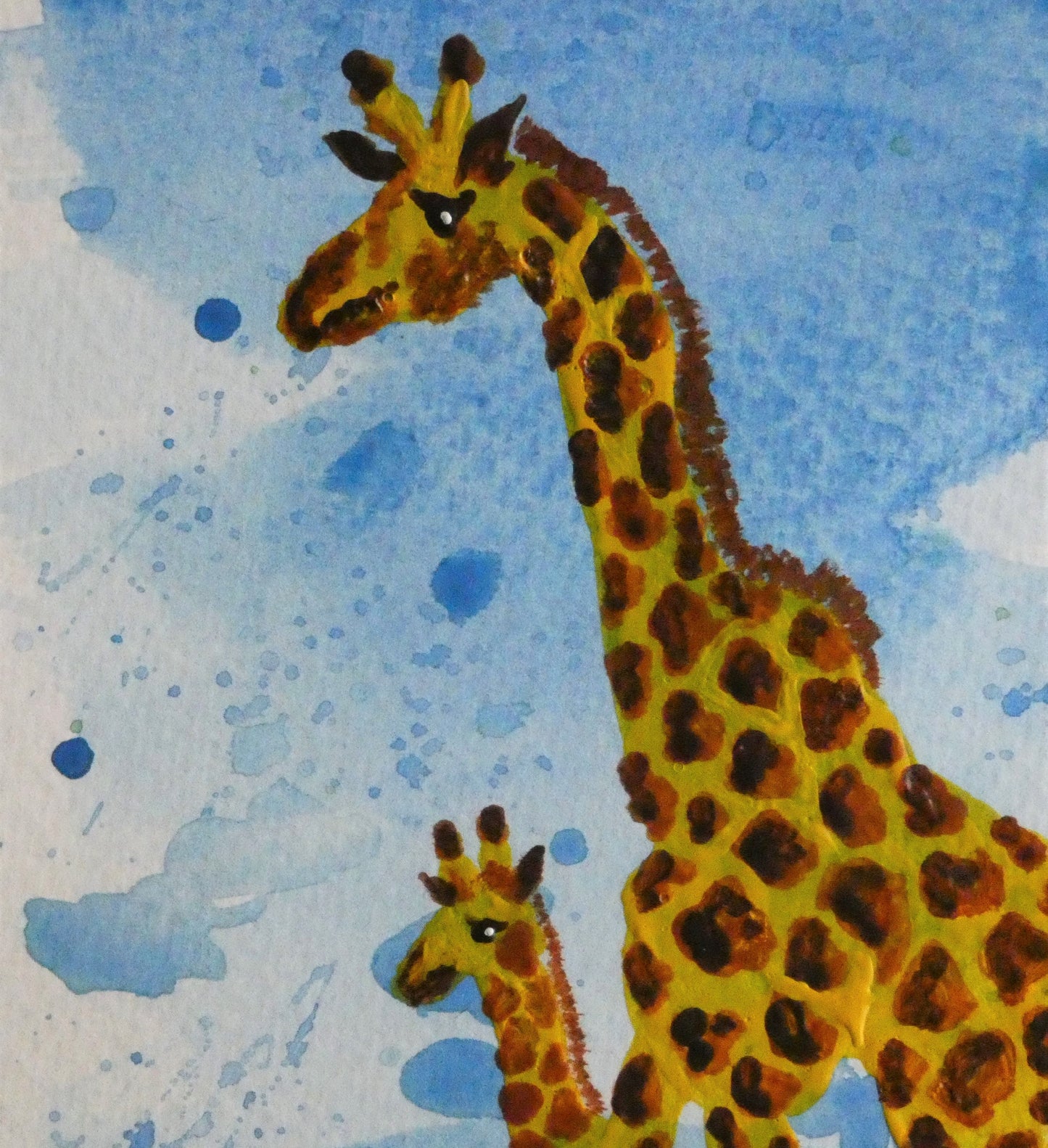 Giraffe Mother and Baby Original Watercolour Painting