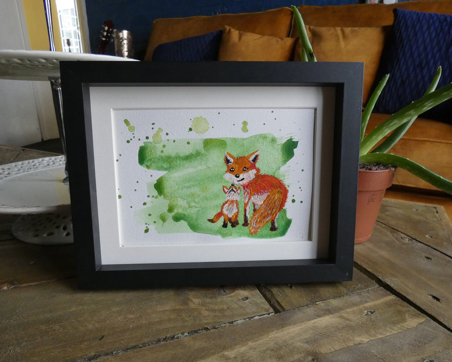 Fox Mother and Baby Original Watercolour Painting