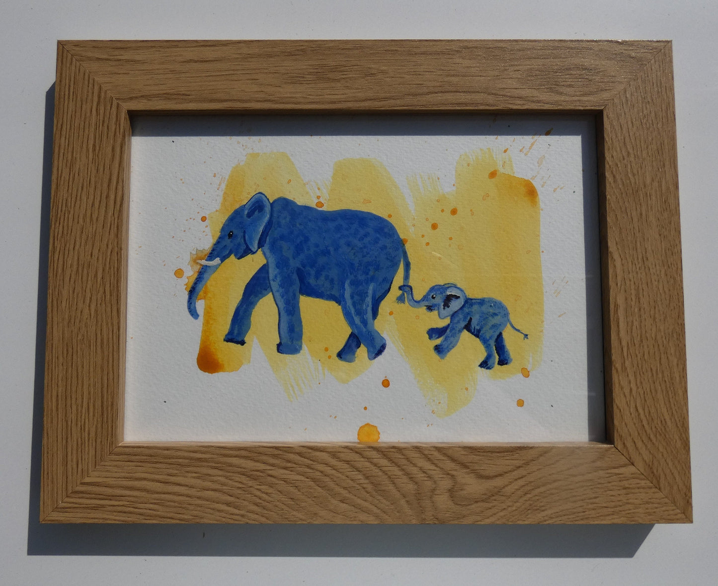 Elephant Mother and Baby Original Watercolour Painting