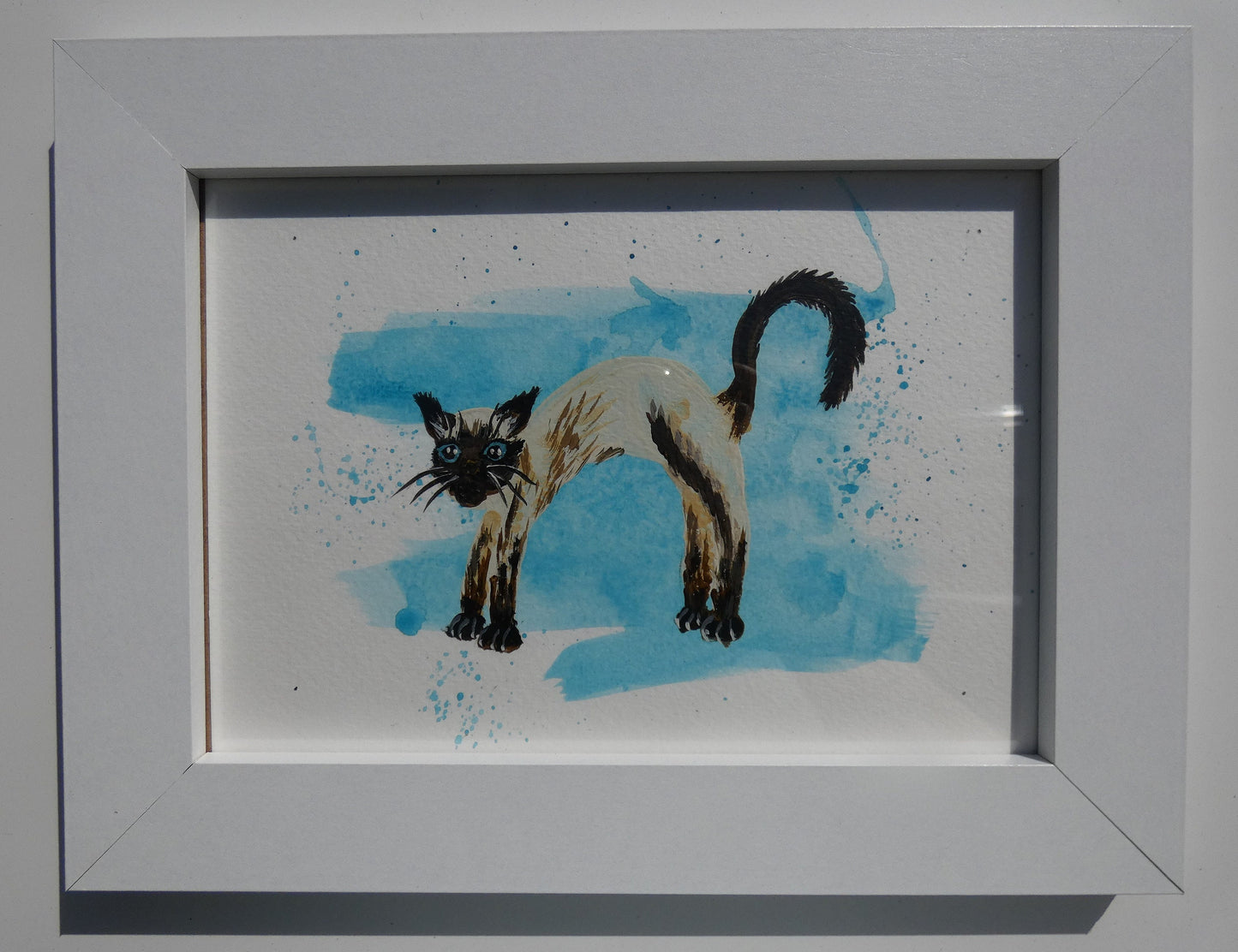 Scaredy Siamese Cat Original Watercolour Painting