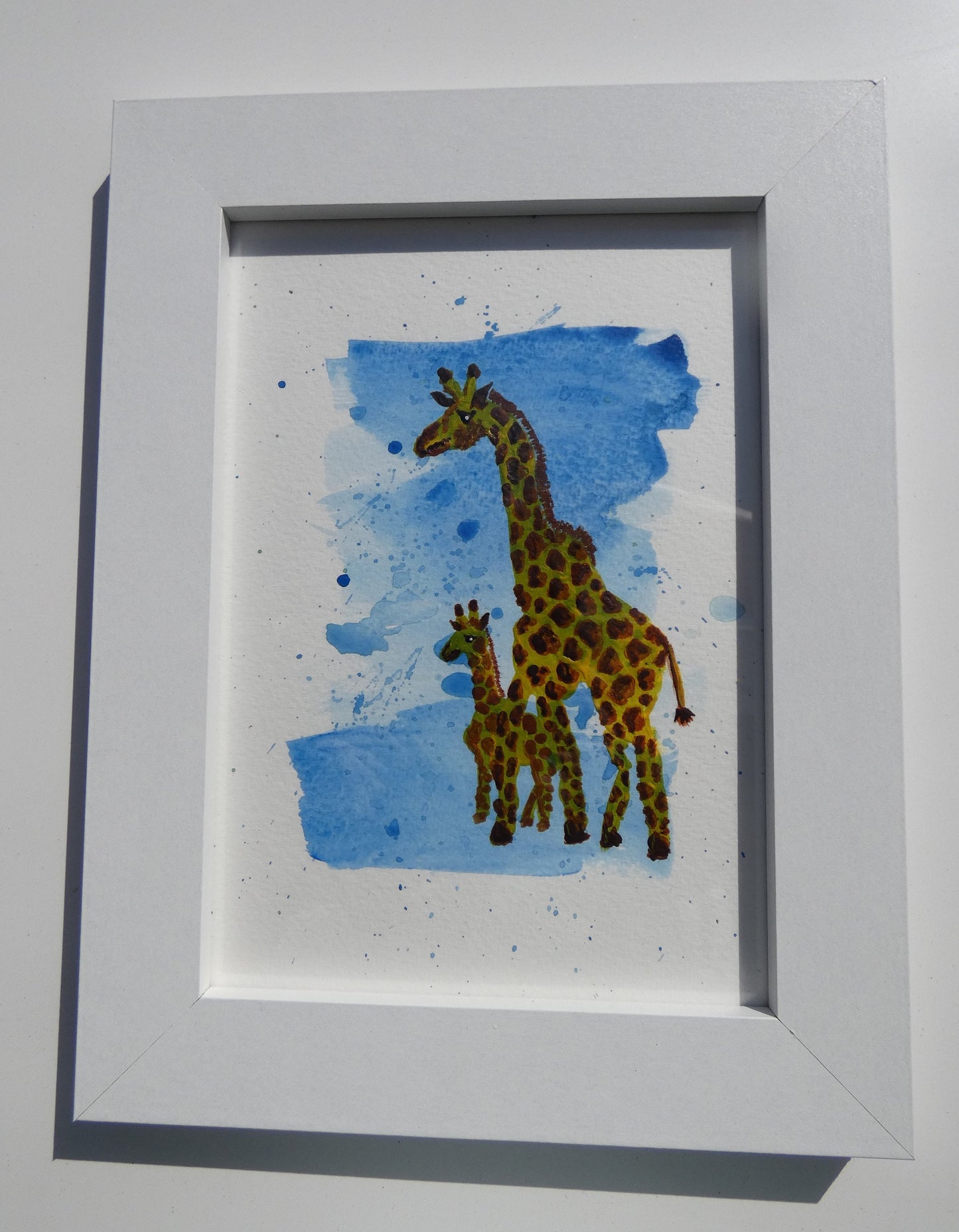 Giraffe Mother and Baby Original Watercolour Painting