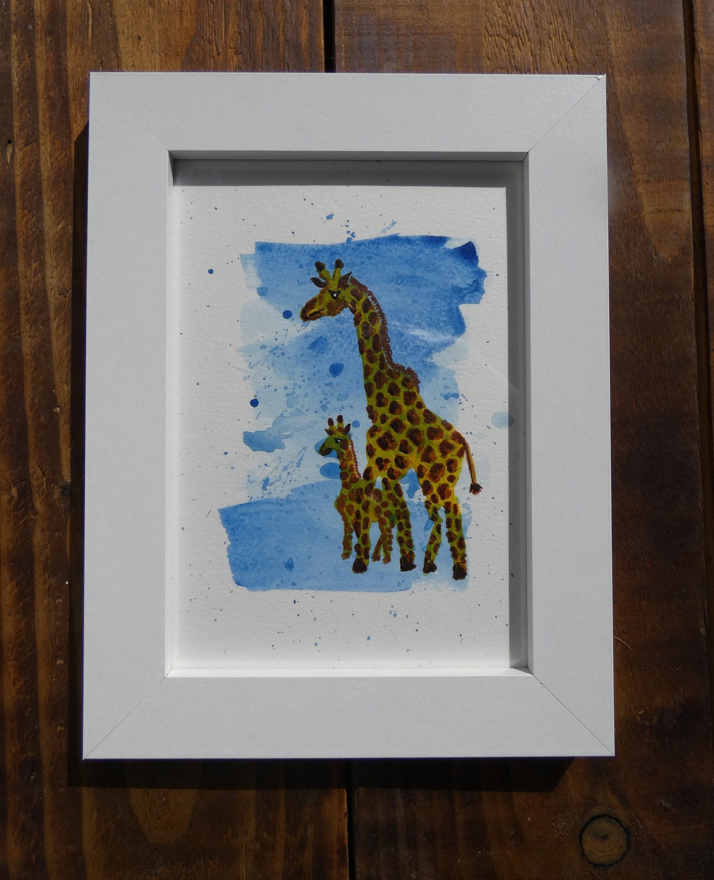 Giraffe Mother and Baby Original Watercolour Painting