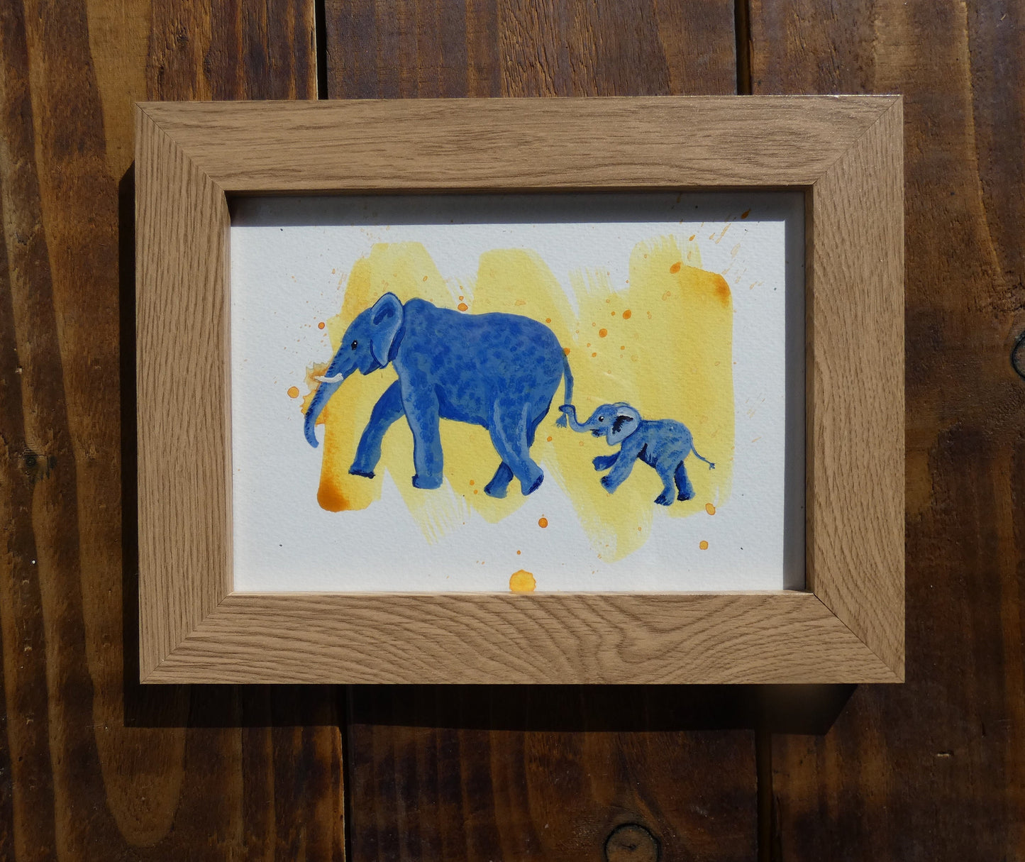 Elephant Mother and Baby Original Watercolour Painting