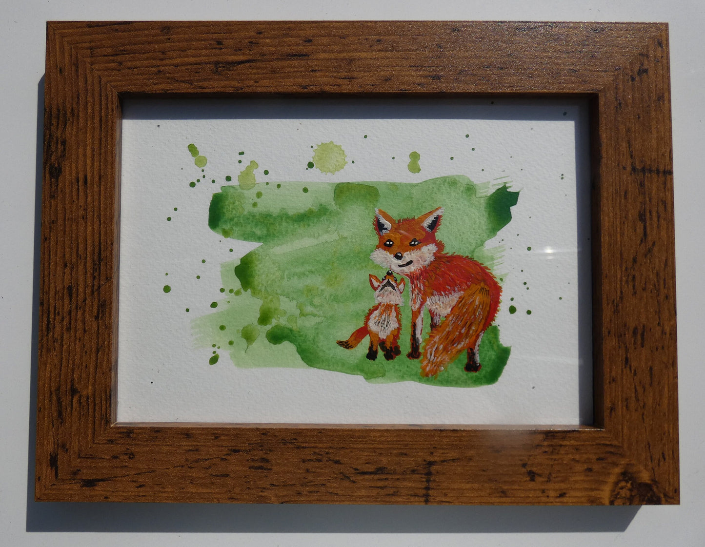 Fox Mother and Baby Original Watercolour Painting