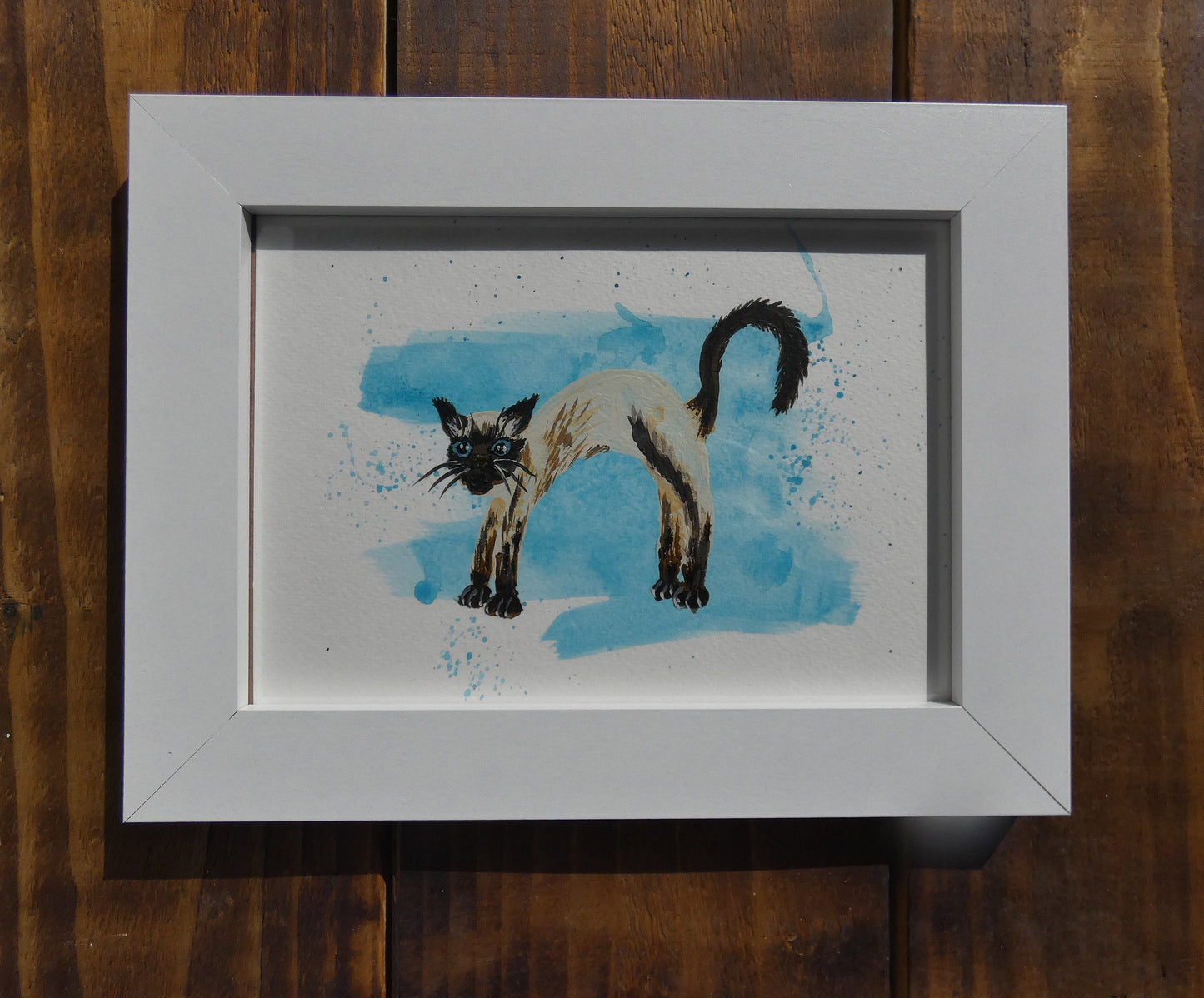 Scaredy Siamese Cat Original Watercolour Painting