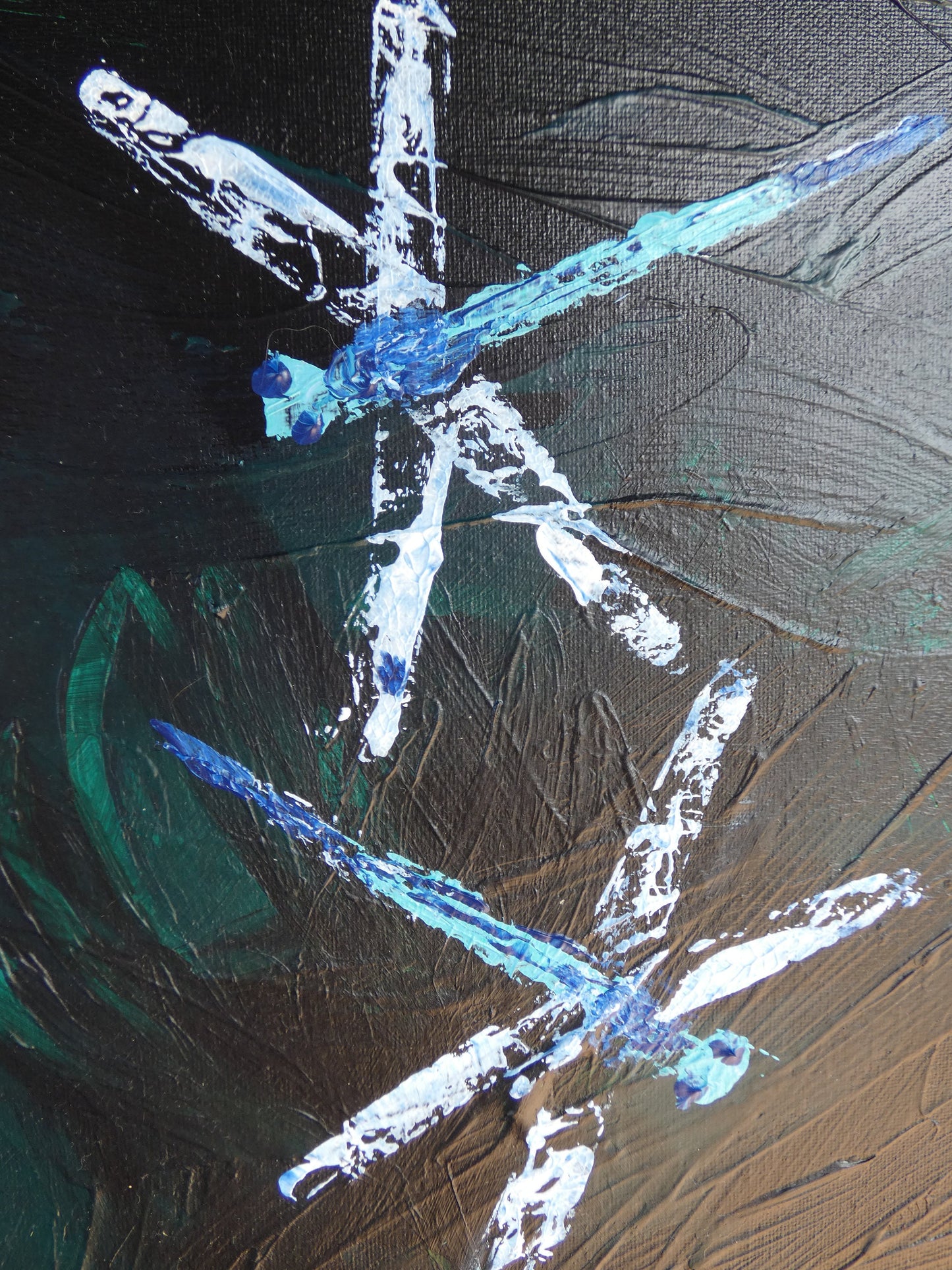 Dragonfly Dream, Dragonflies and Dandelions, Original Acrylic Painting, Stretched Canvas